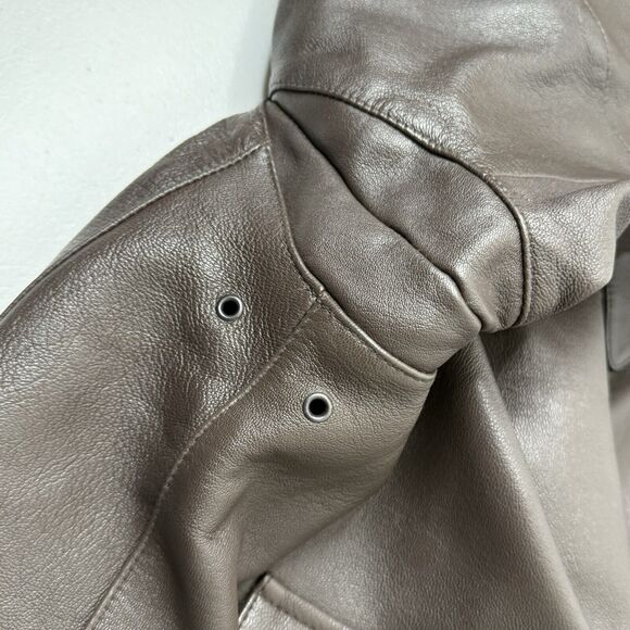 Vtg Sporty’s Pilot Shop A-2 Flight Goat Leather Military Bomber Jacket XL Long - Picture 12 of 16